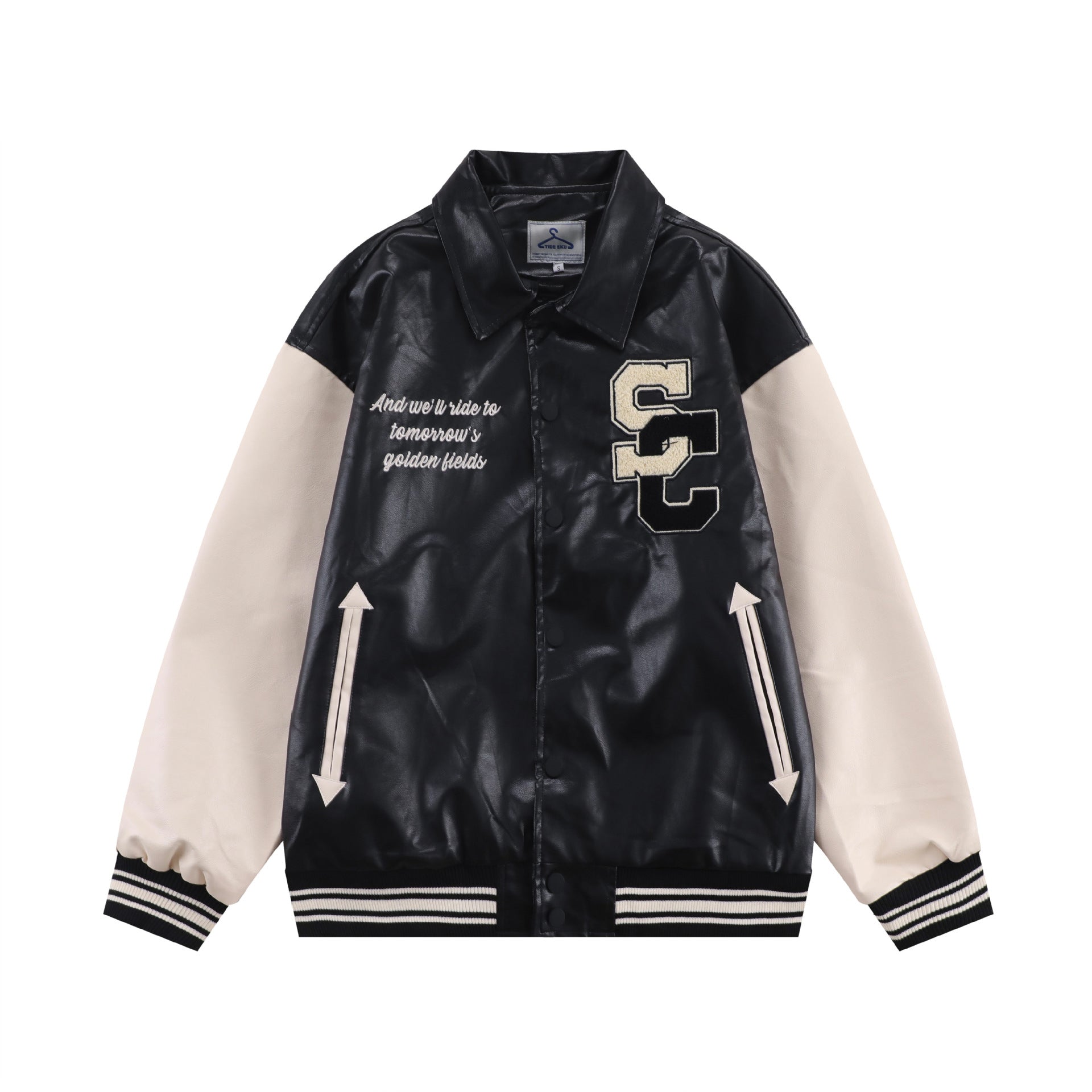 TIDEEKU Trend American Outerwear fall collection loose long sleeve jacket leather lapel baseball jacket jacket men