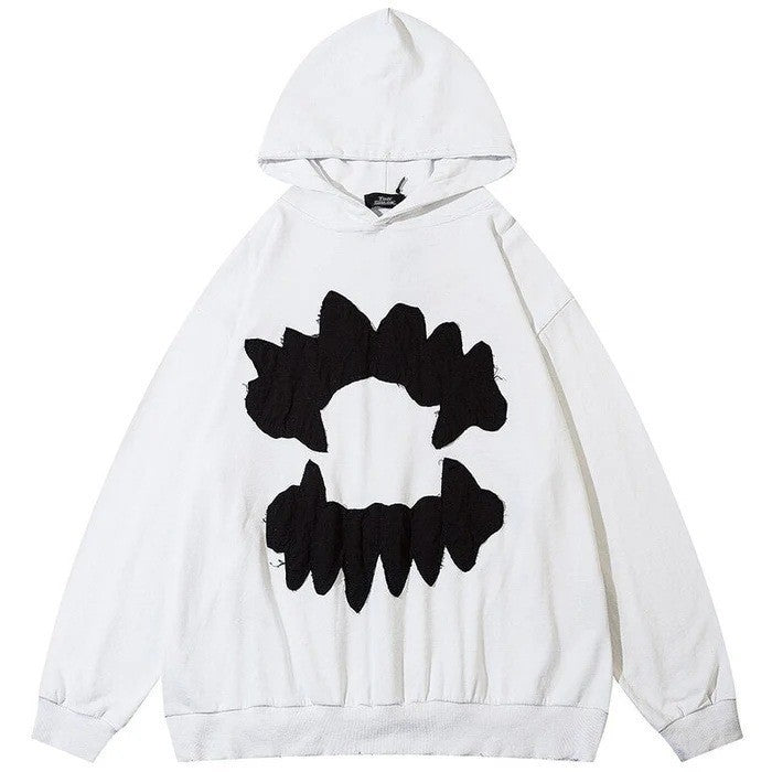 A digital printed skull pattern hooded sweatshirt with no pockets