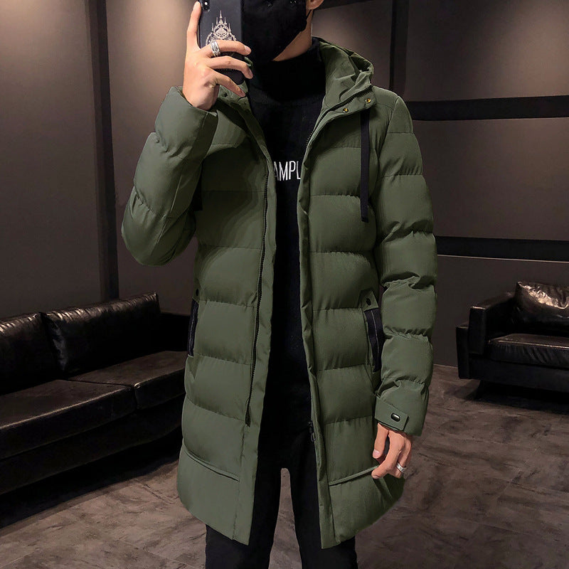 Cotton-padded jacket men's long winter Korean edition trend thickened cotton-padded jacket winter 2020 new down cotton jacket