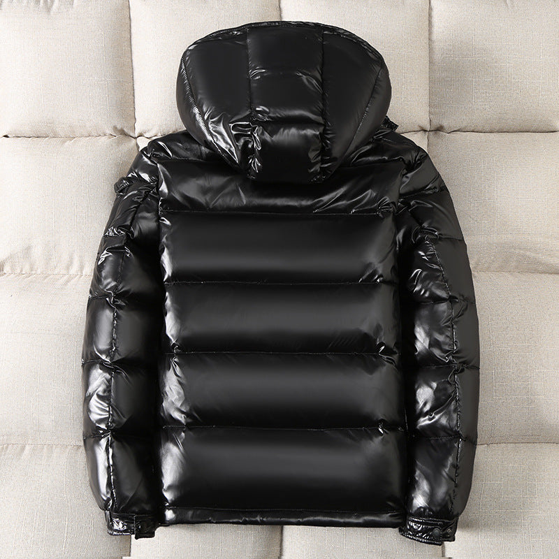 Winter new fashion Korean version of lovers' down jacket men's short outdoor thick hooded down jacket printed LOGO
