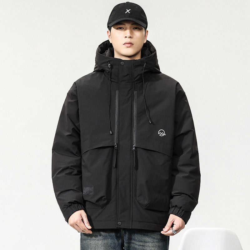Men's winter loose and warm down jacket, men's casual hooded down jacket, men's style