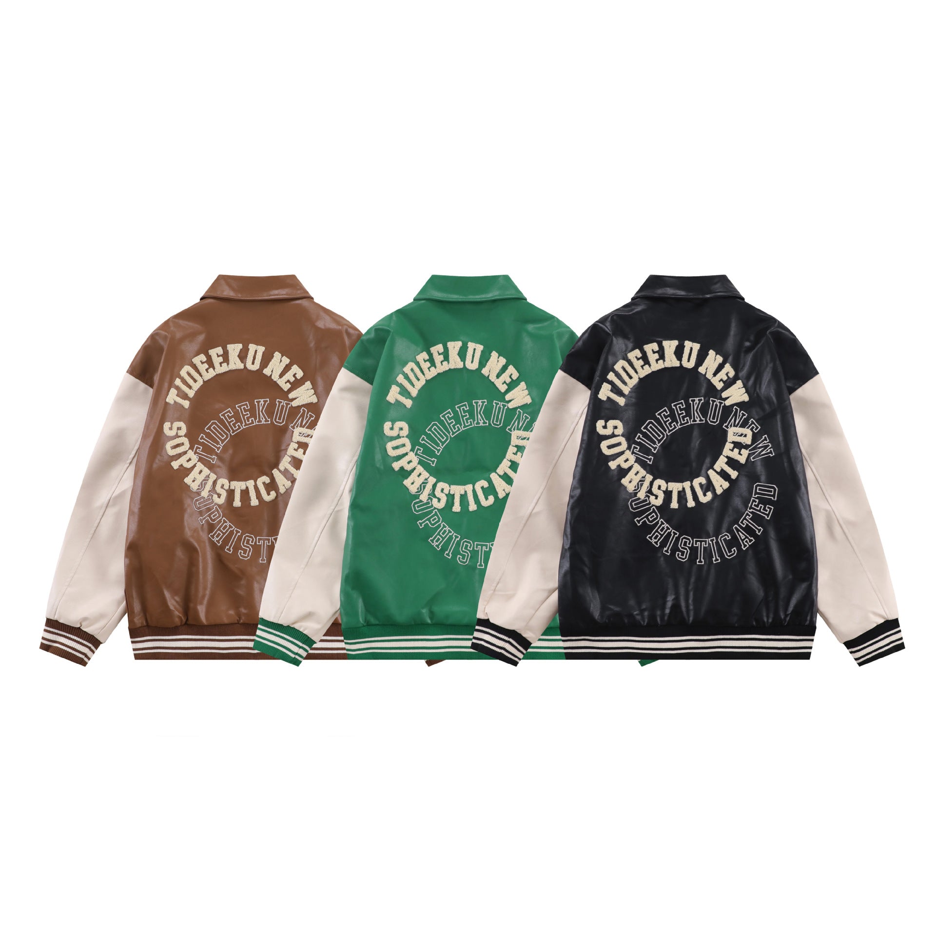 TIDEEKU Trend American Outerwear fall collection loose long sleeve jacket leather lapel baseball jacket jacket men