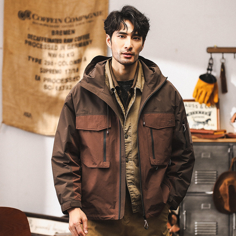 American work jacket, men's spring and autumn laminated windproof jacket, men's hunting suit, down jacket