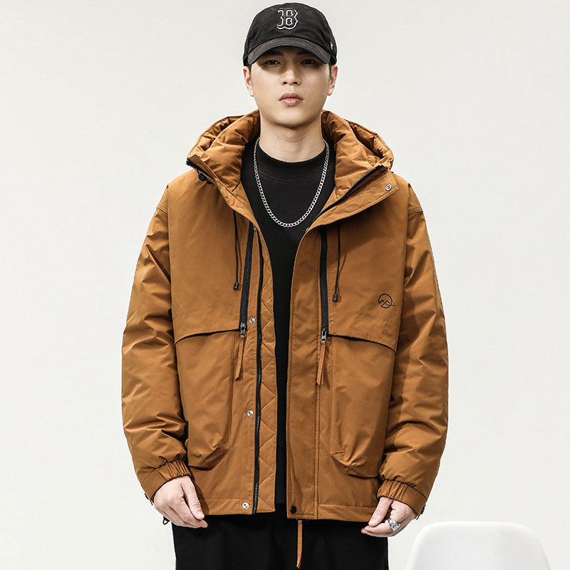Men's winter loose and warm down jacket, men's casual hooded down jacket, men's style