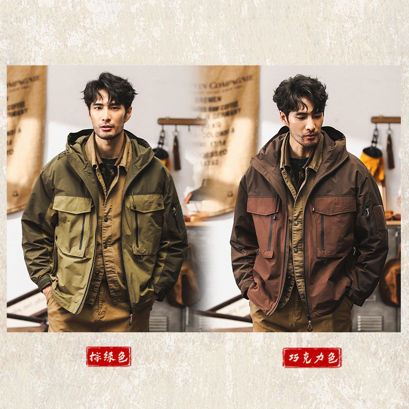 American work jacket, men's spring and autumn laminated windproof jacket, men's hunting suit, down jacket