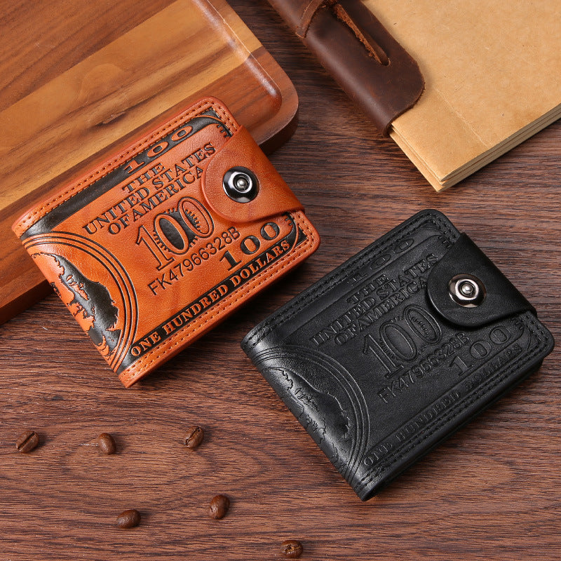 Men's wallet US dollar pattern ultra-light PU bag multi-functional retro multi-card slot