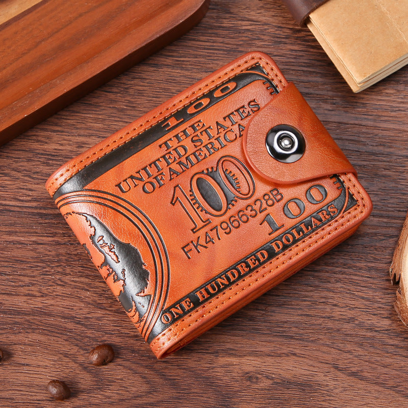 Men's wallet US dollar pattern ultra-light PU bag multi-functional retro multi-card slot