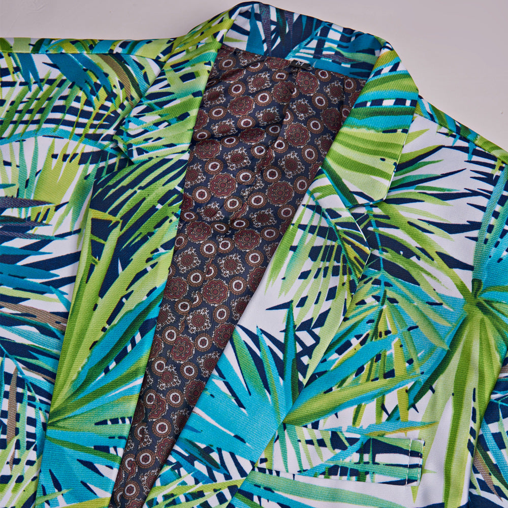 Star with men's small printed suit Korean version slim groom dress casual flower coat Hawaiian style