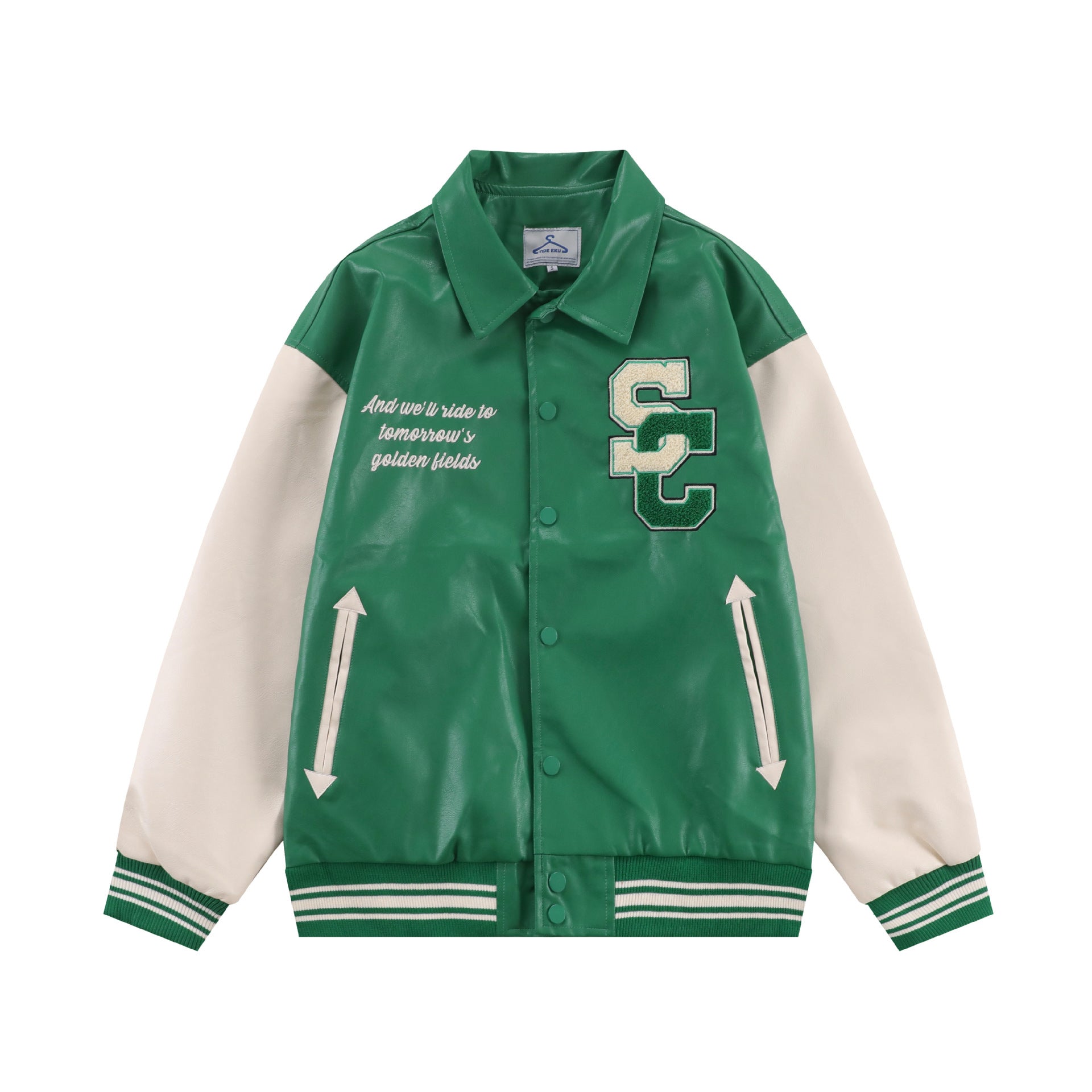 TIDEEKU Trend American Outerwear fall collection loose long sleeve jacket leather lapel baseball jacket jacket men