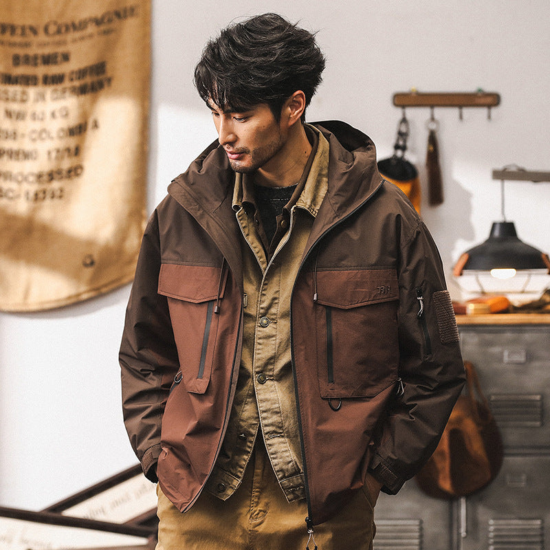 American work jacket, men's spring and autumn laminated windproof jacket, men's hunting suit, down jacket