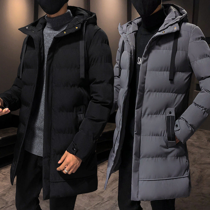 Cotton-padded jacket men's long winter Korean edition trend thickened cotton-padded jacket winter 2020 new down cotton jacket