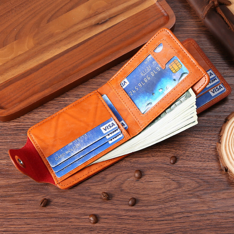 Men's wallet US dollar pattern ultra-light PU bag multi-functional retro multi-card slot