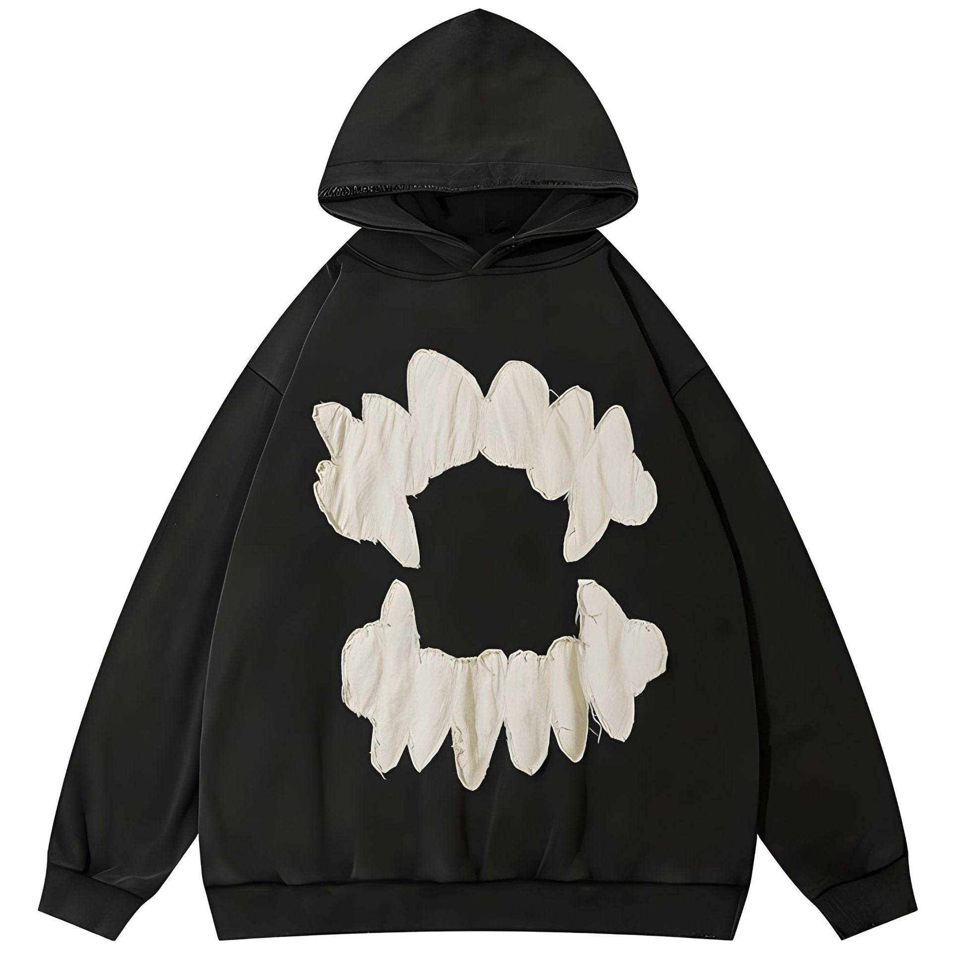 A digital printed skull pattern hooded sweatshirt with no pockets
