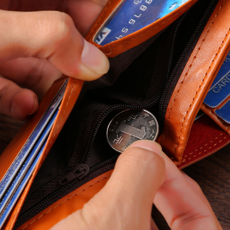 Men's wallet US dollar pattern ultra-light PU bag multi-functional retro multi-card slot