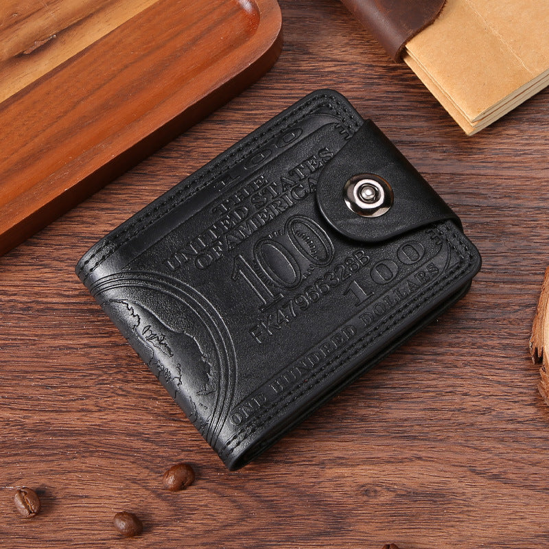 Men's wallet US dollar pattern ultra-light PU bag multi-functional retro multi-card slot