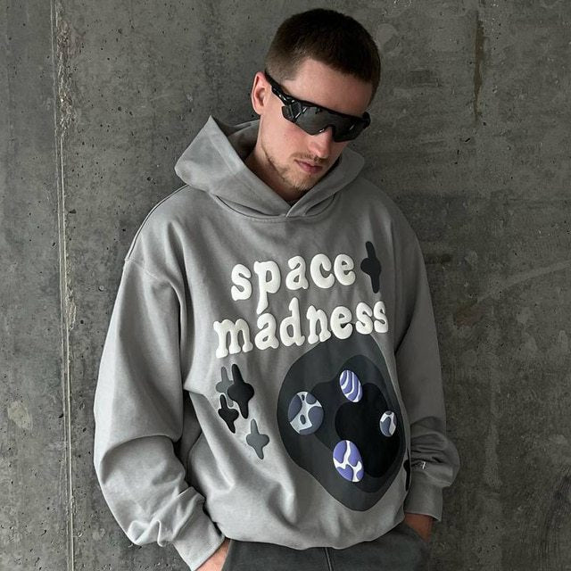 Foam Space Foaming front and back printed sweatshirt oversized Y2K High Street American style casual hoodie couple hoodie