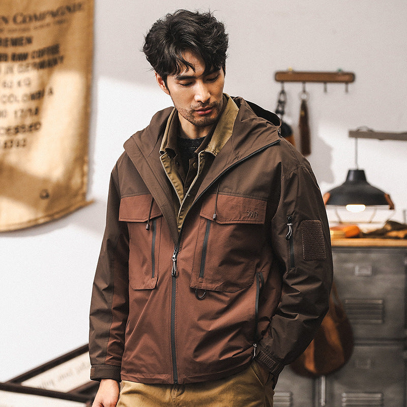 American work jacket, men's spring and autumn laminated windproof jacket, men's hunting suit, down jacket