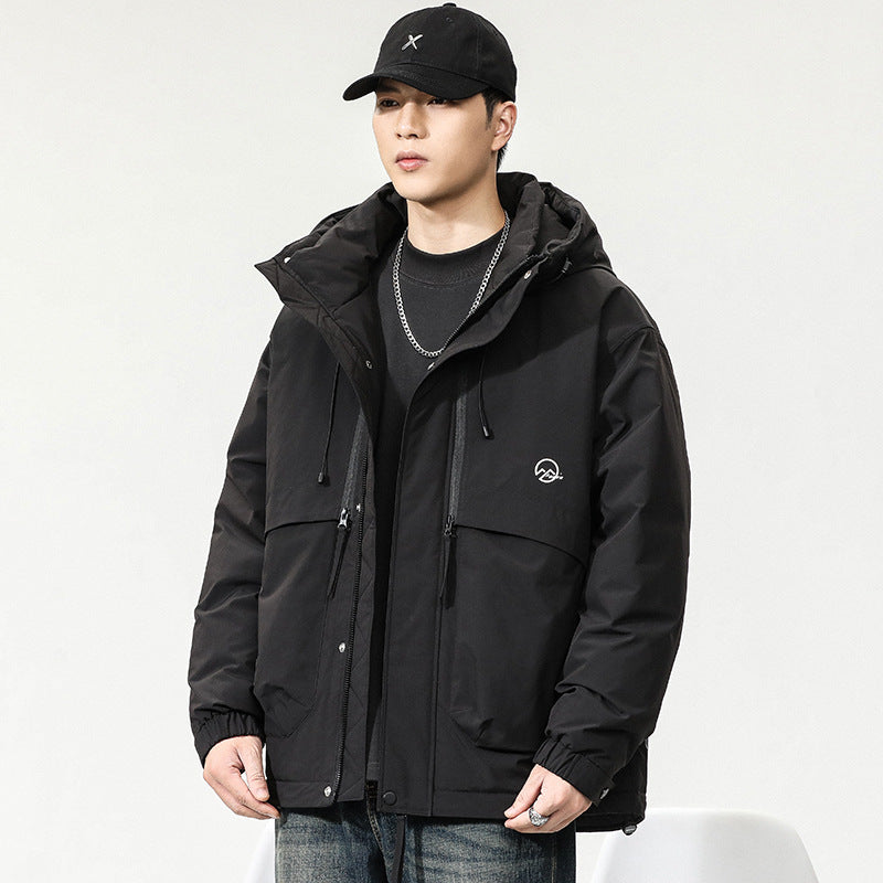 Men's winter loose and warm down jacket, men's casual hooded down jacket, men's style